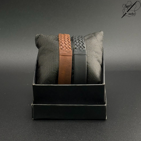 دستبند چرم مدل خشتی افکتی