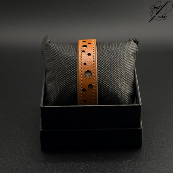 دستبند چرم بزی مردانه طرح پنیری