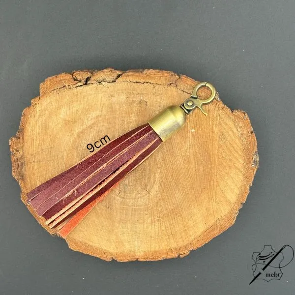 جاکلیدی چرم طبیعی طرح ریش ریشی