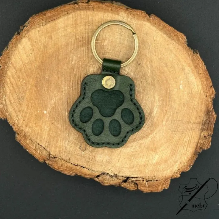 جاکلیدی چرم طبیعی طرح پنجه گربه