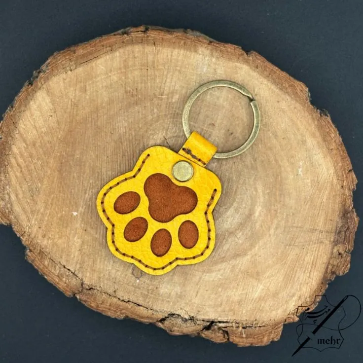 جاکلیدی چرم طبیعی طرح پنجه گربه